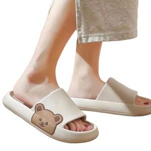 Cartoon Bear Printed Summer Home Showerroom Non-slip Beach Flip Flop Unisex